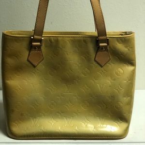Louis Vuitton vernis Houston yellow tote bag